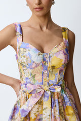 Feel the Sun Yellow Floral Print Sweetheart Maxi Dress