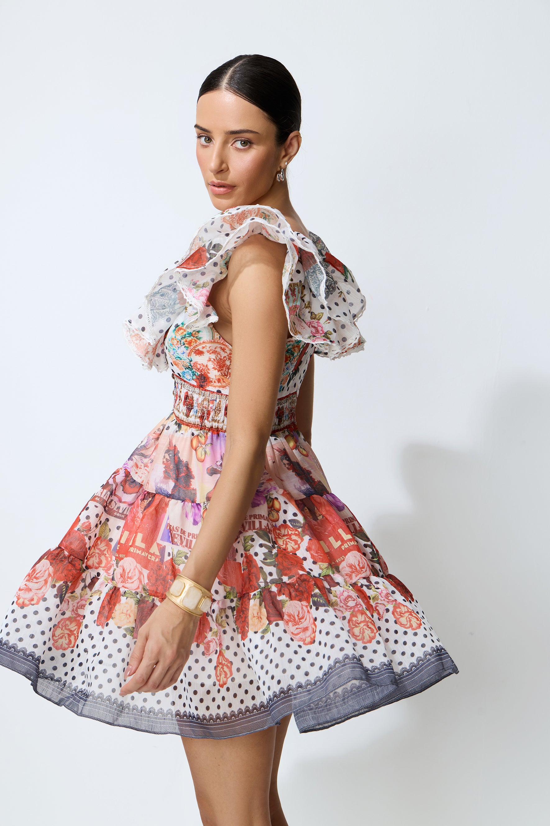 Favorite Little Moment Multi Polka Dot Ruffle Sleeve Mini Dress