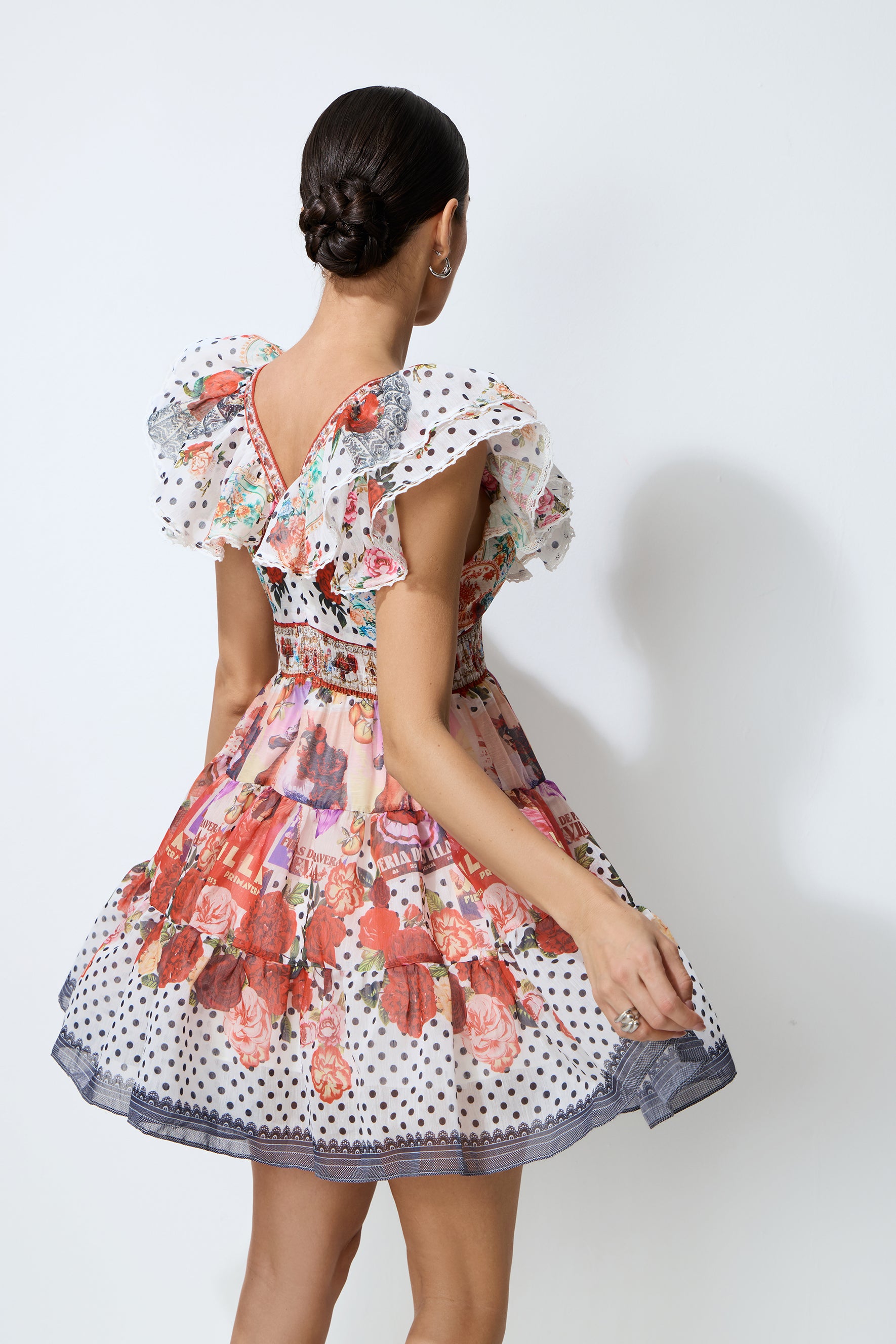 Favorite Little Moment Multi Polka Dot Ruffle Sleeve Mini Dress