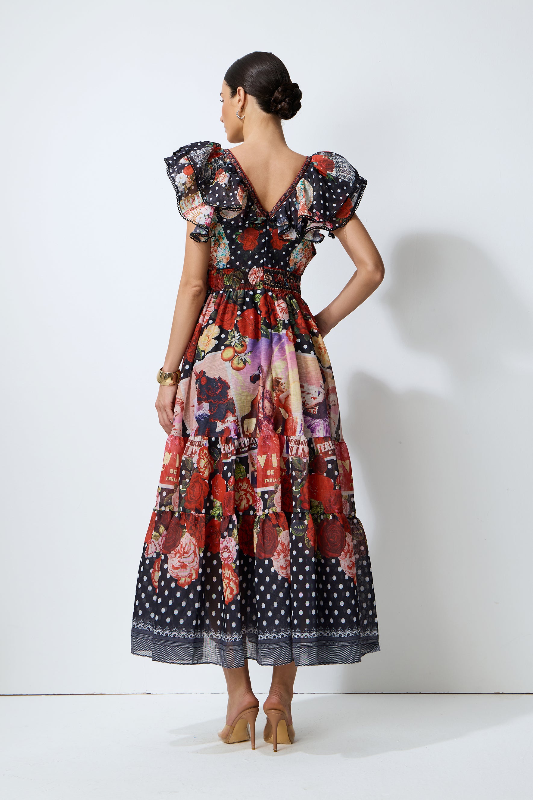 Keep The Feeling Multi Polka Dot Floral Print Maxi Dress