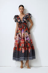 Keep The Feeling Multi Polka Dot Floral Print Maxi Dress