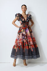 Keep The Feeling Multi Polka Dot Floral Print Maxi Dress