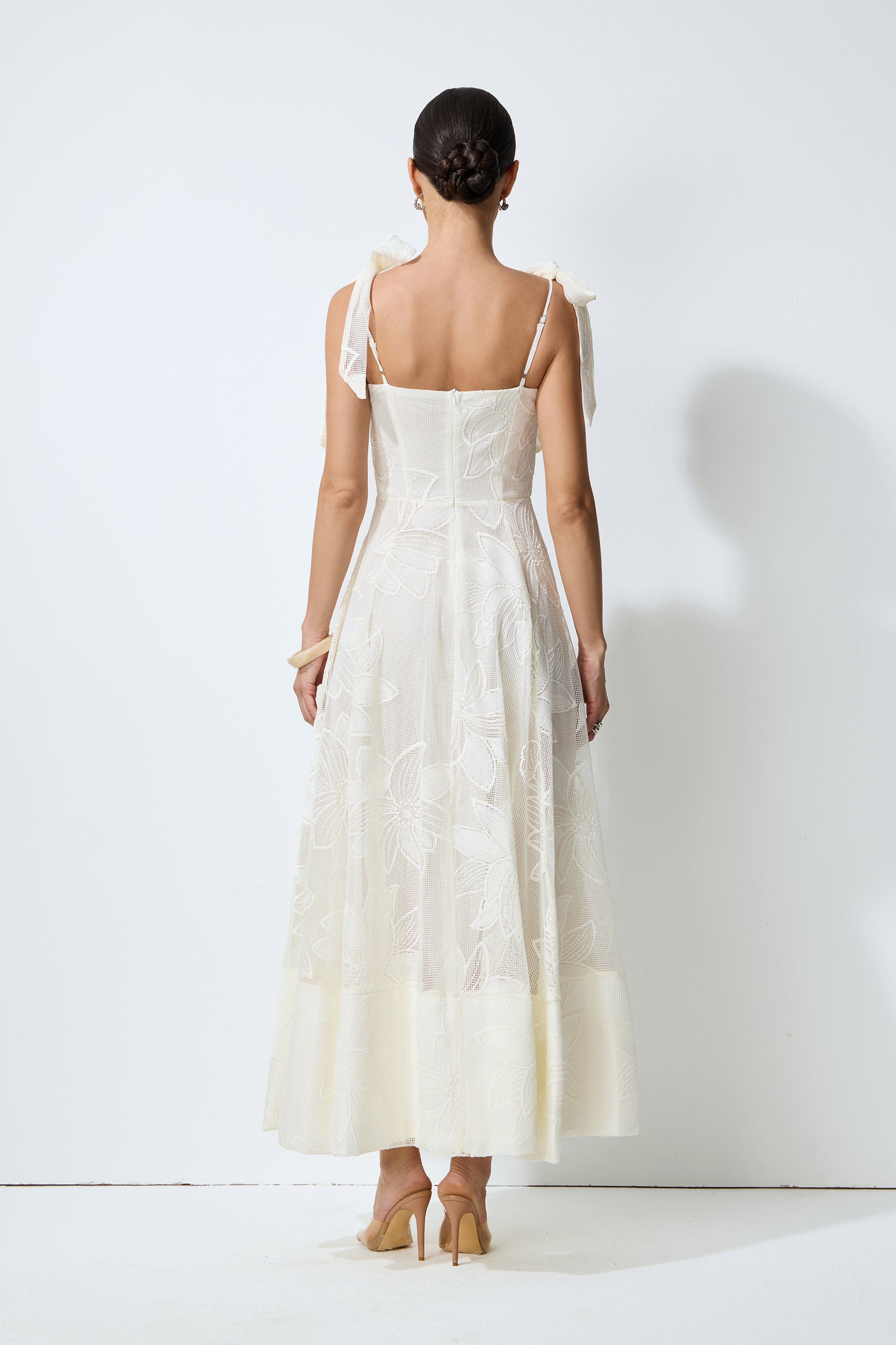 Feeling Of Forever White Floral Lace Tie-Strap Maxi Dress