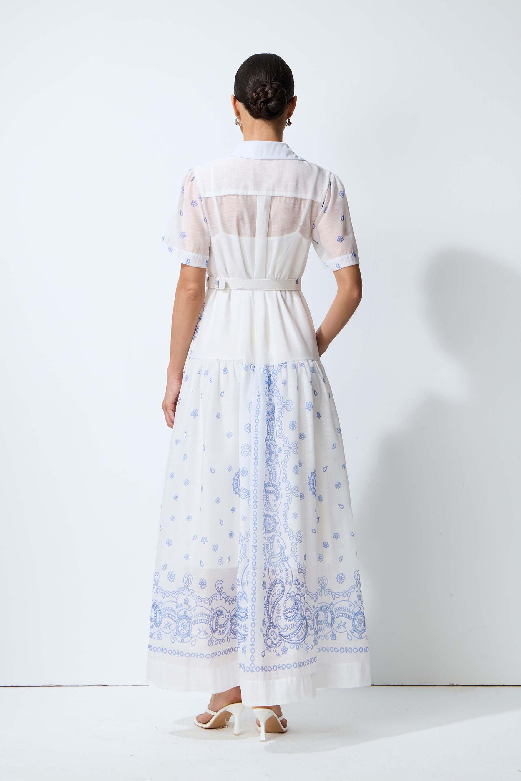 Loveliest Darling White Paisley Print Short Sleeve Maxi Dress