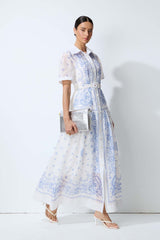 Loveliest Darling White Paisley Print Short Sleeve Maxi Dress