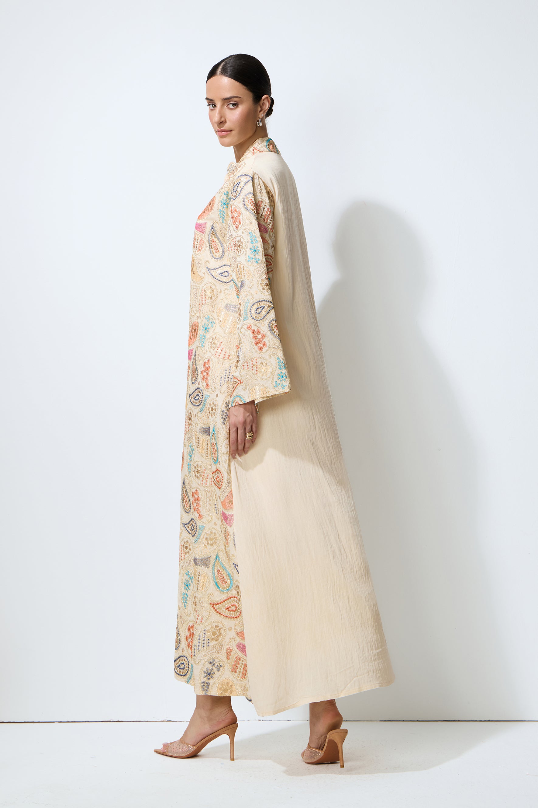Gentle Prestige Yellow Paisley Print Kaftan Maxi Dress
