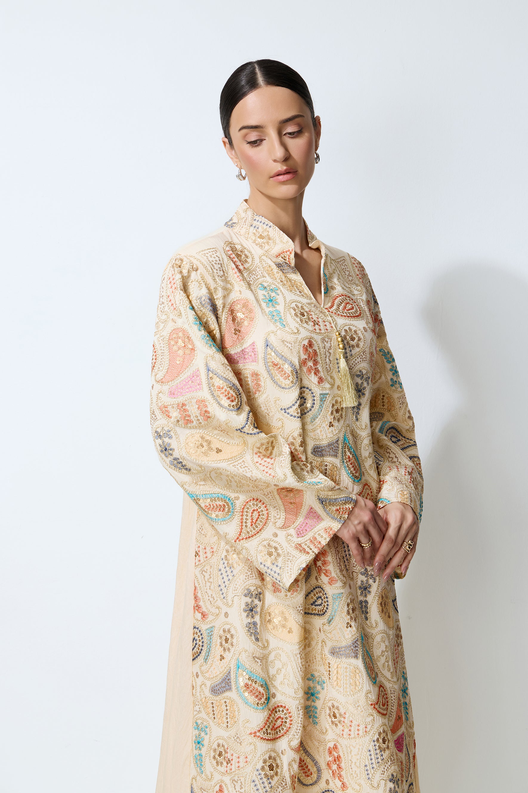 Gentle Prestige Yellow Paisley Print Kaftan Maxi Dress
