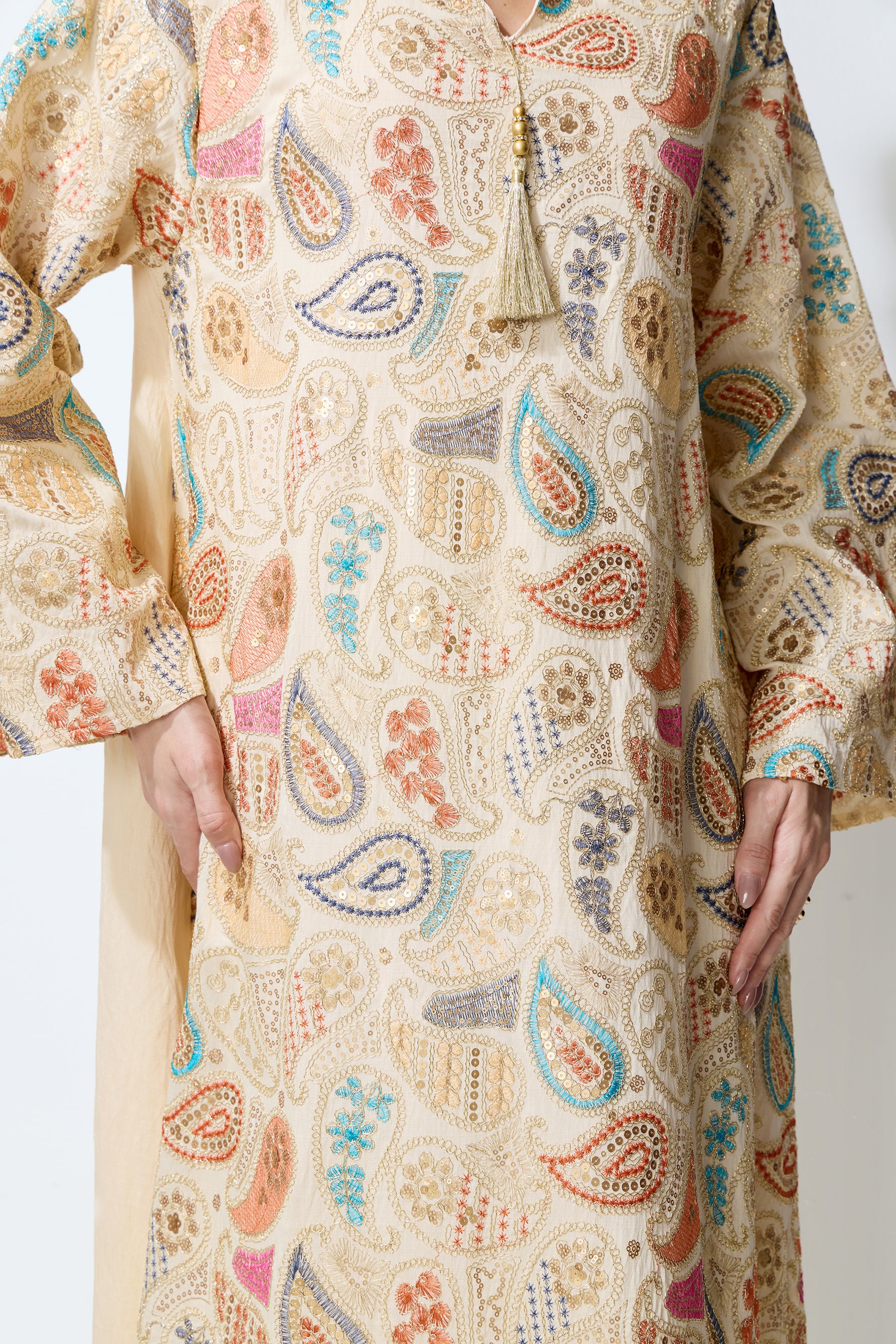 Gentle Prestige Yellow Paisley Print Kaftan Maxi Dress