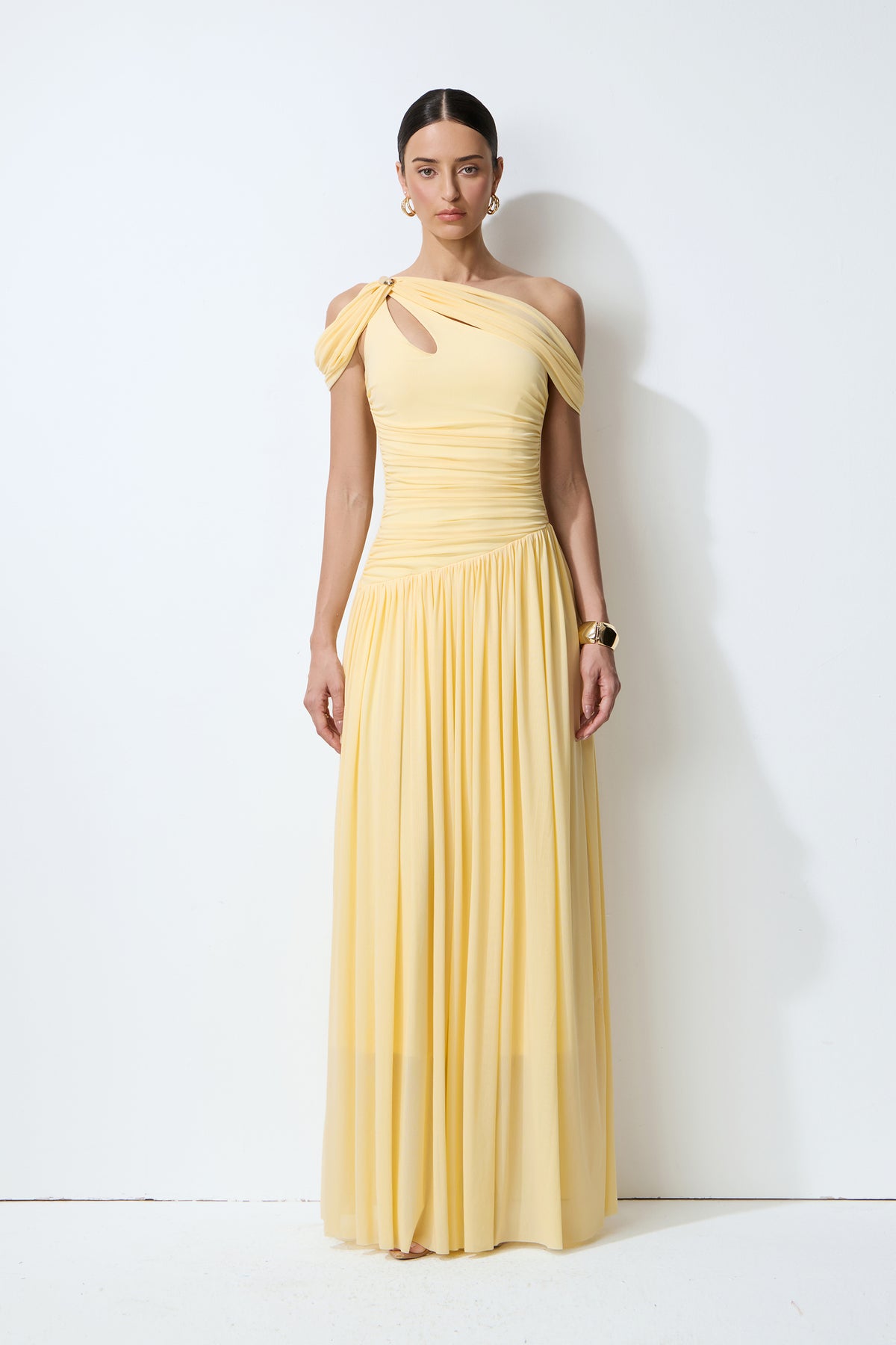 Sweetest Feelings Yellow One Shoulder Cutout Maxi Dress