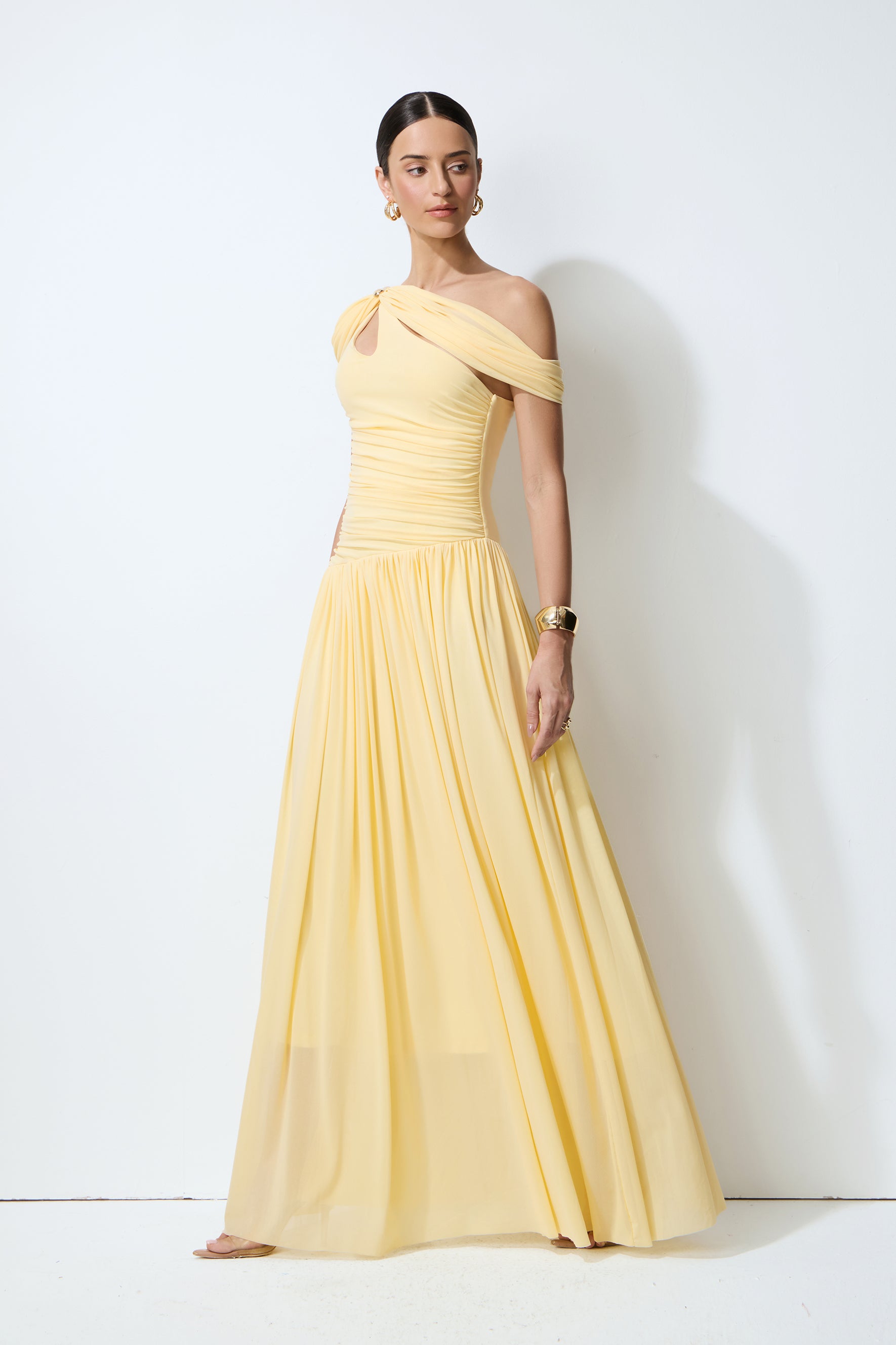 Sweetest Feelings Yellow One Shoulder Cutout Maxi Dress