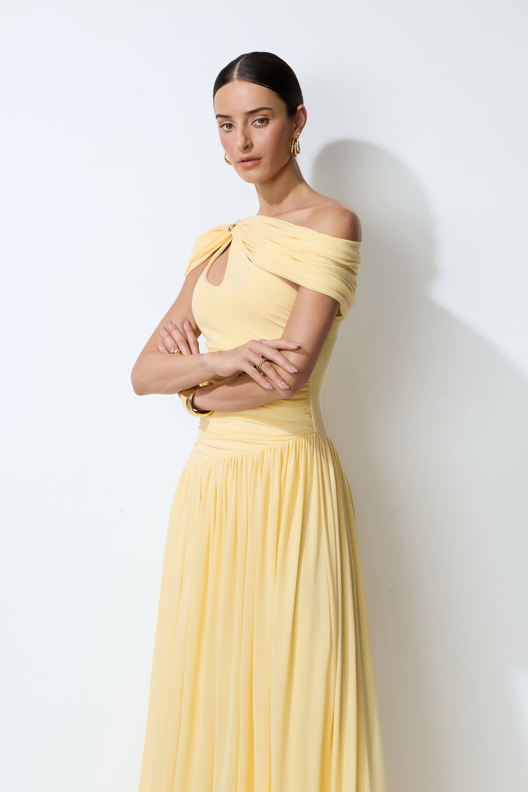 Sweetest Feelings Yellow One Shoulder Cutout Maxi Dress
