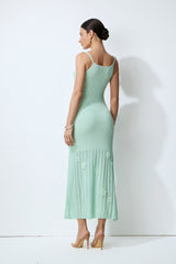 Magic Memory Mint Green Floral Applique Knit Cardigan & Slip Dress Set