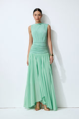 Easy To Love Green Sleeveless Pleated Maxi Dress
