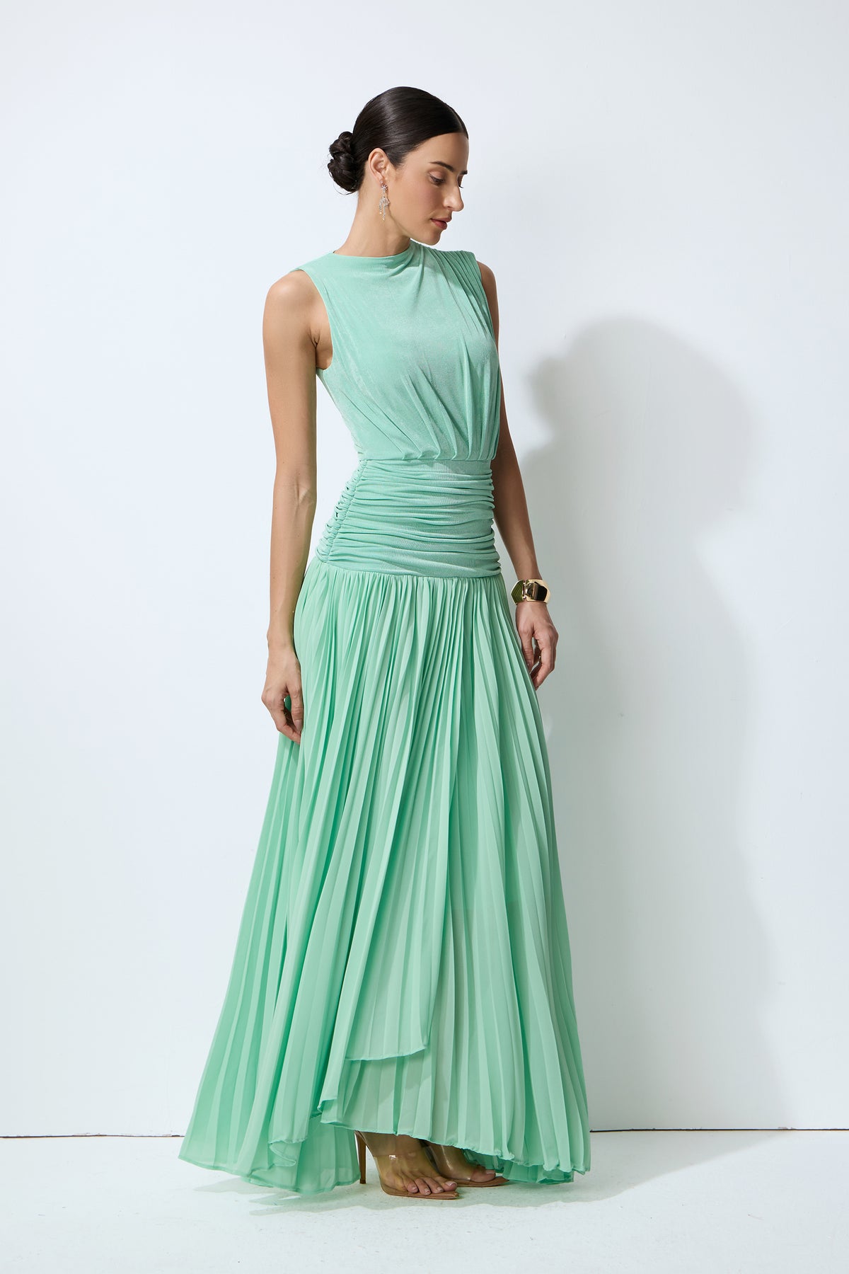 Easy To Love Green Sleeveless Pleated Maxi Dress