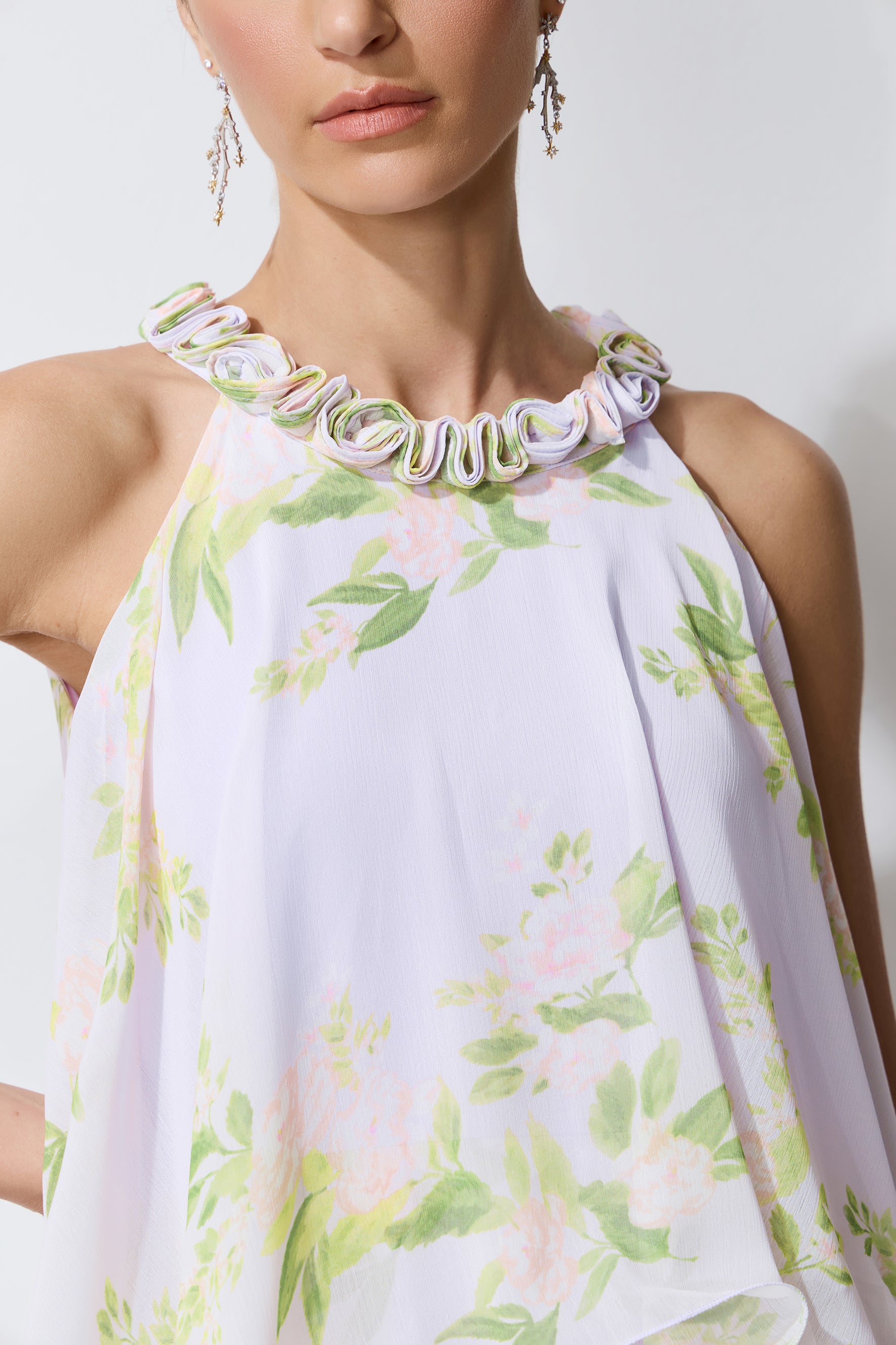 Collected Memories Purple Floral Print Layered Ruffle Maxi Dress