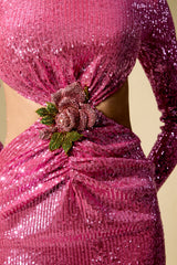 Definite Glamour Pink Sequined Cutout Maxi Dress