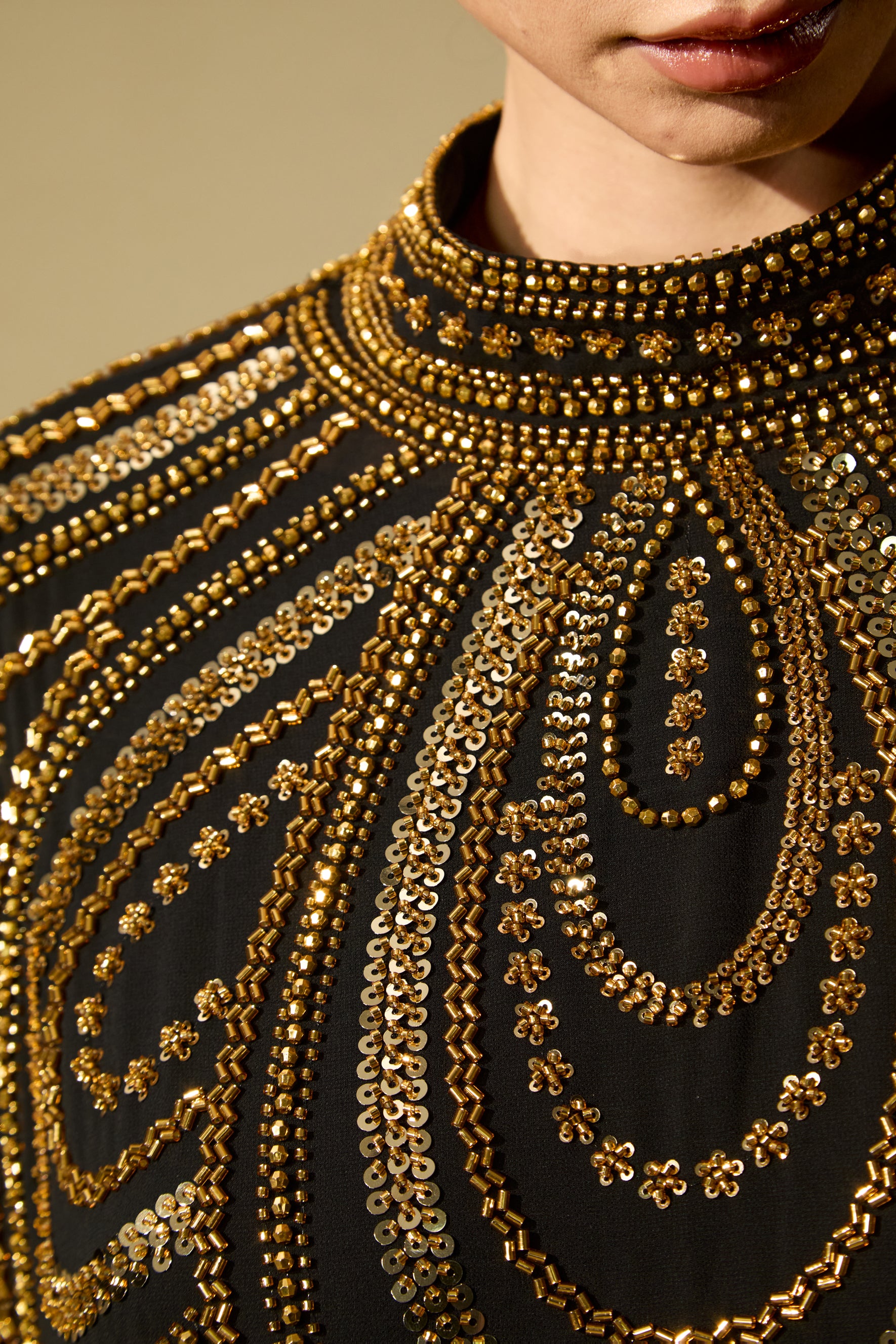 Glamorous Choice Black Beaded Cape Maxi Dress