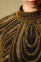 Glamorous Choice Black Beaded Cape Maxi Dress