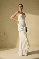 Modern Art White Corset Bodice Knot Maxi Dress