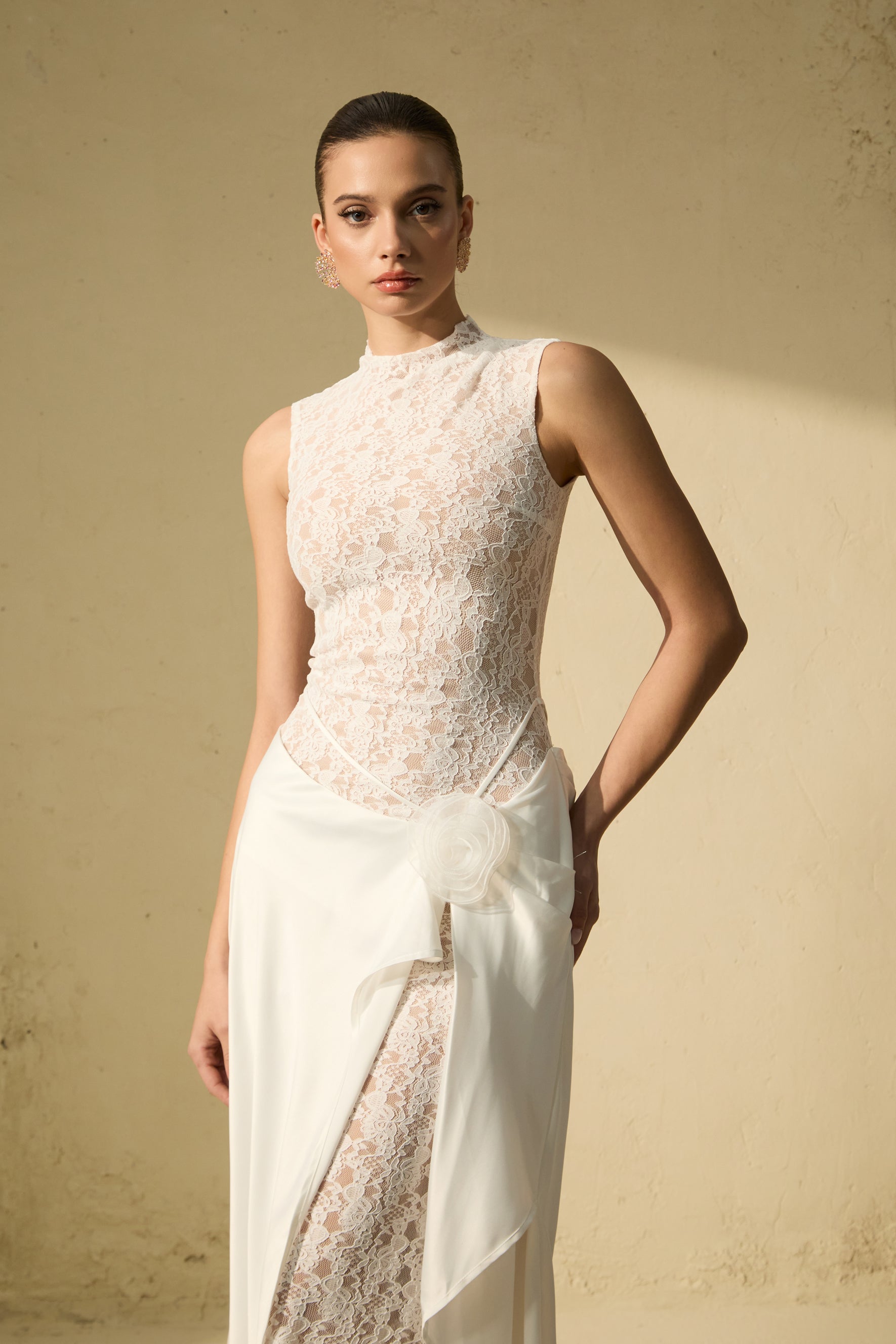 Unforgettable Night White Floral Lace Sleeveless Maxi Dress