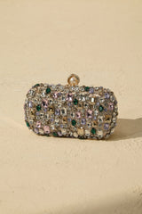 Crystal Embellished Satin Box Clutch Purse