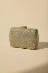 Rhinestone Embellished Box Clutch Bag