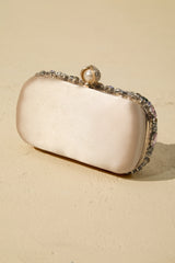 Crystal Embellished Satin Box Clutch Purse