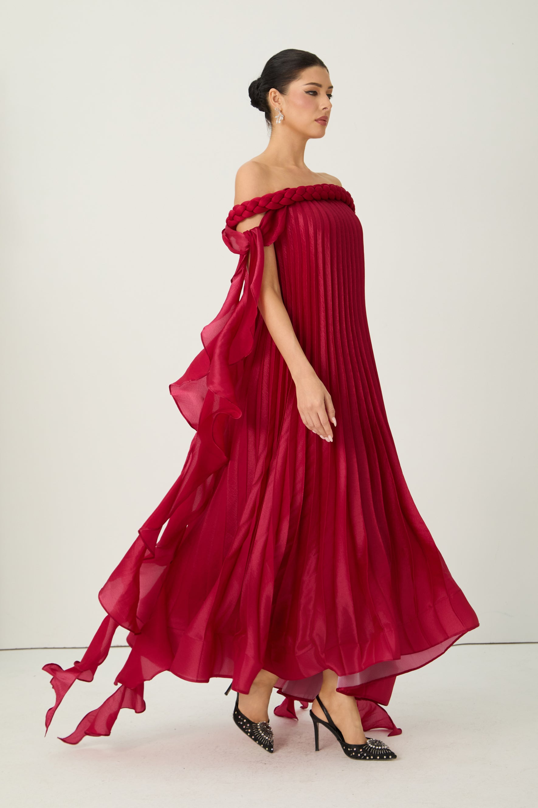 My Favorite Day Burgundy Off-Shoulder Braided Maxi Dress