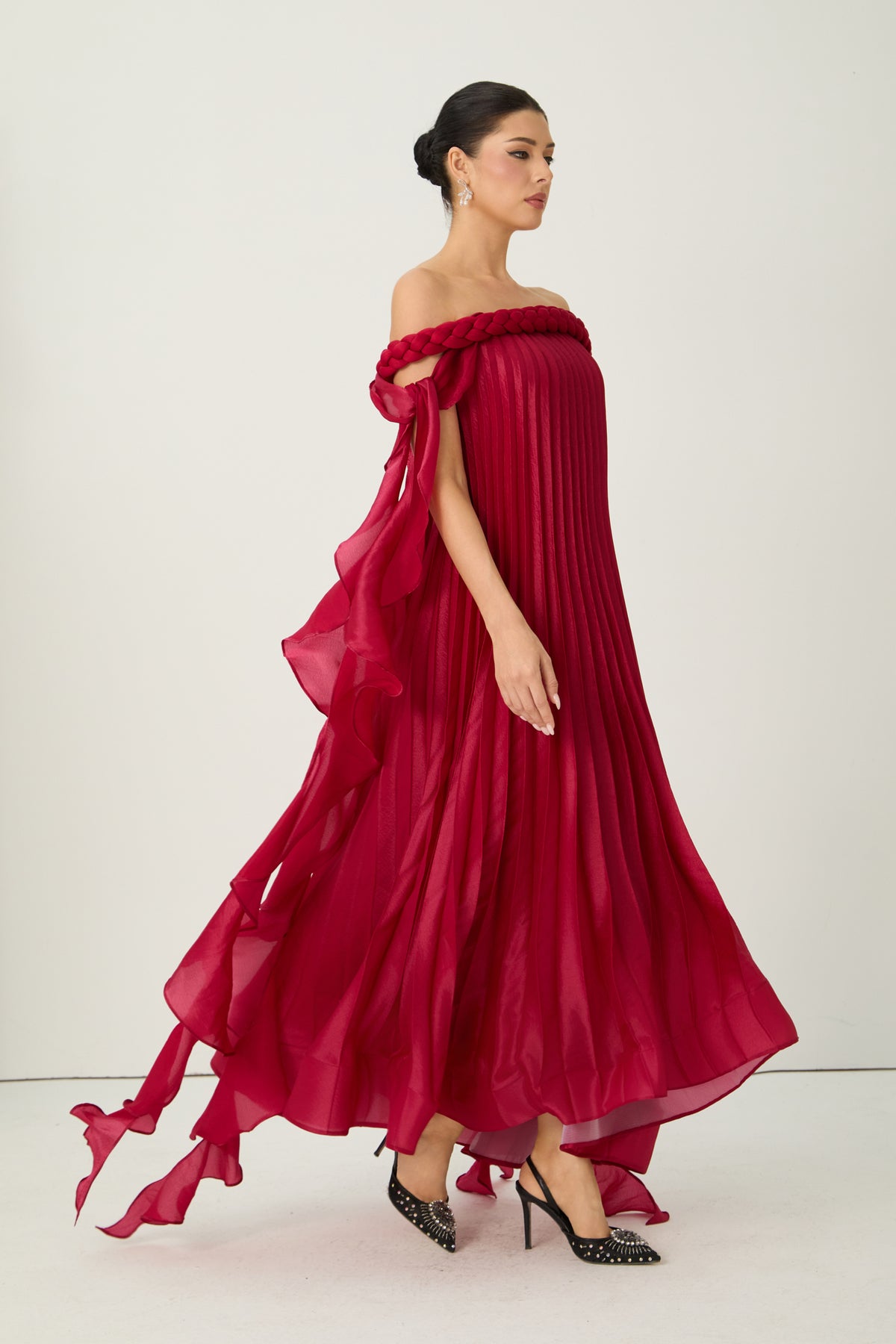 My Favorite Day Burgundy Off-Shoulder Braided Maxi Dress