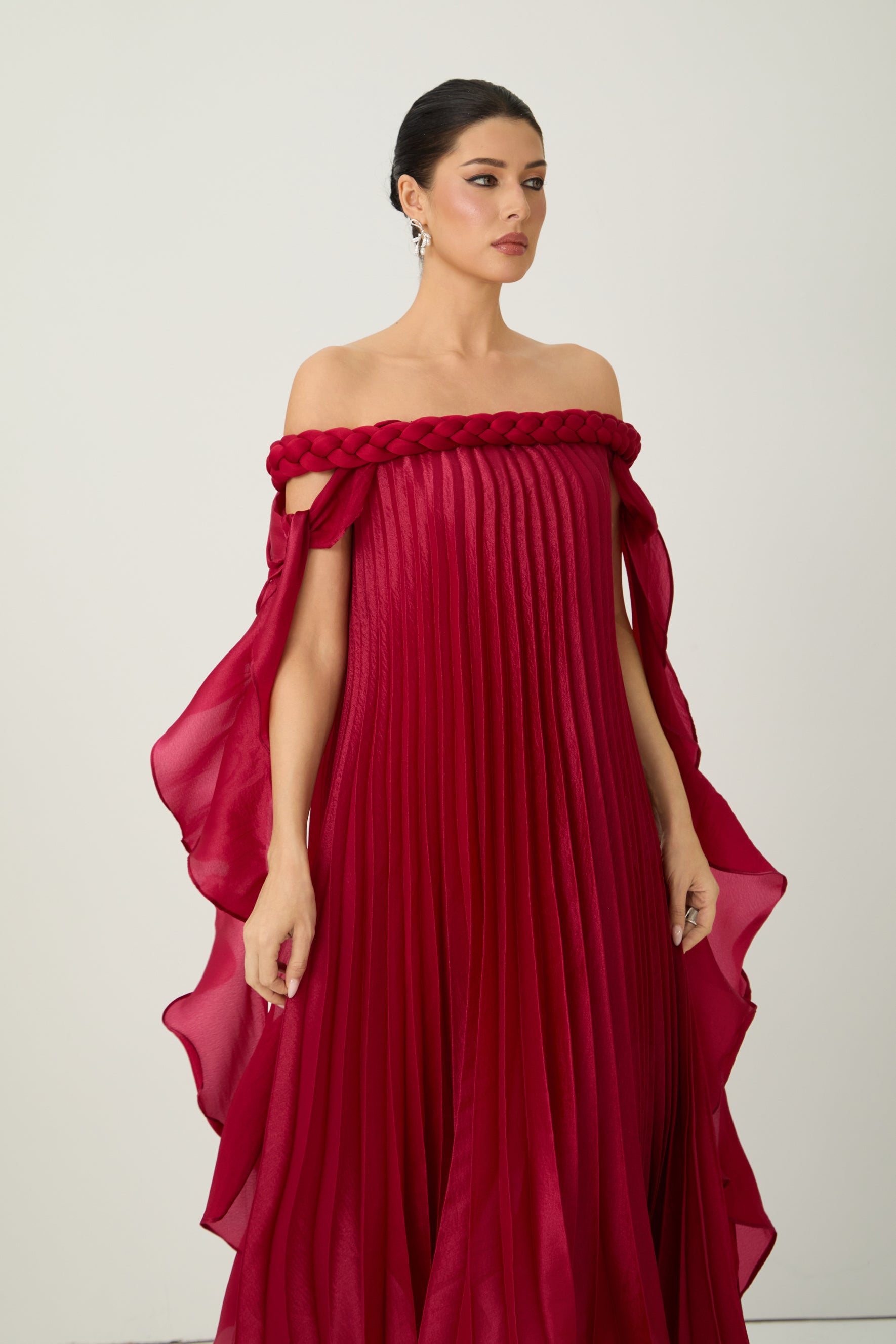 My Favorite Day Burgundy Off-Shoulder Braided Maxi Dress