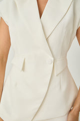 Always Eye-Catching White Lapel Vest Top & Asymmetric Skirt Set