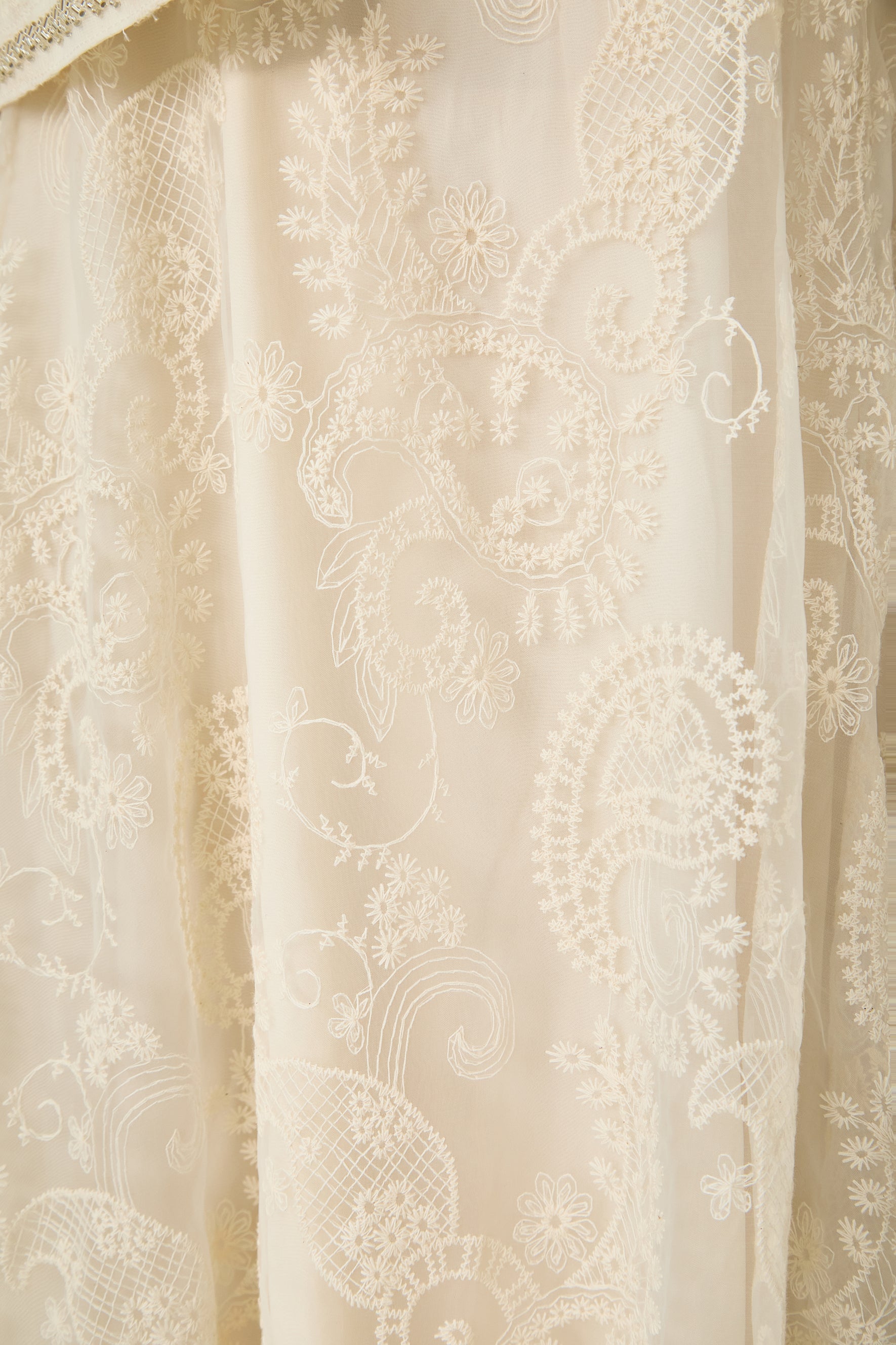 Perfectly Captivating Beige Paisley Embroidery Jacket & Dress Set