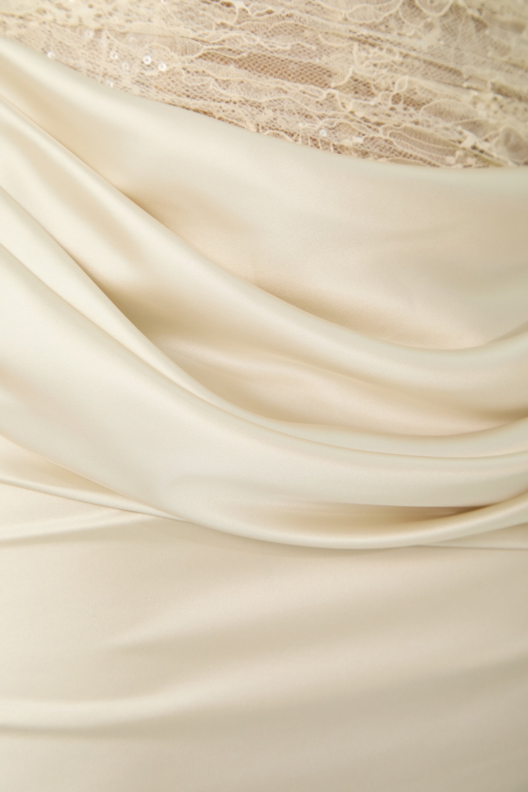 Love Potion Beige Strapless Lace Corset Maxi Dress