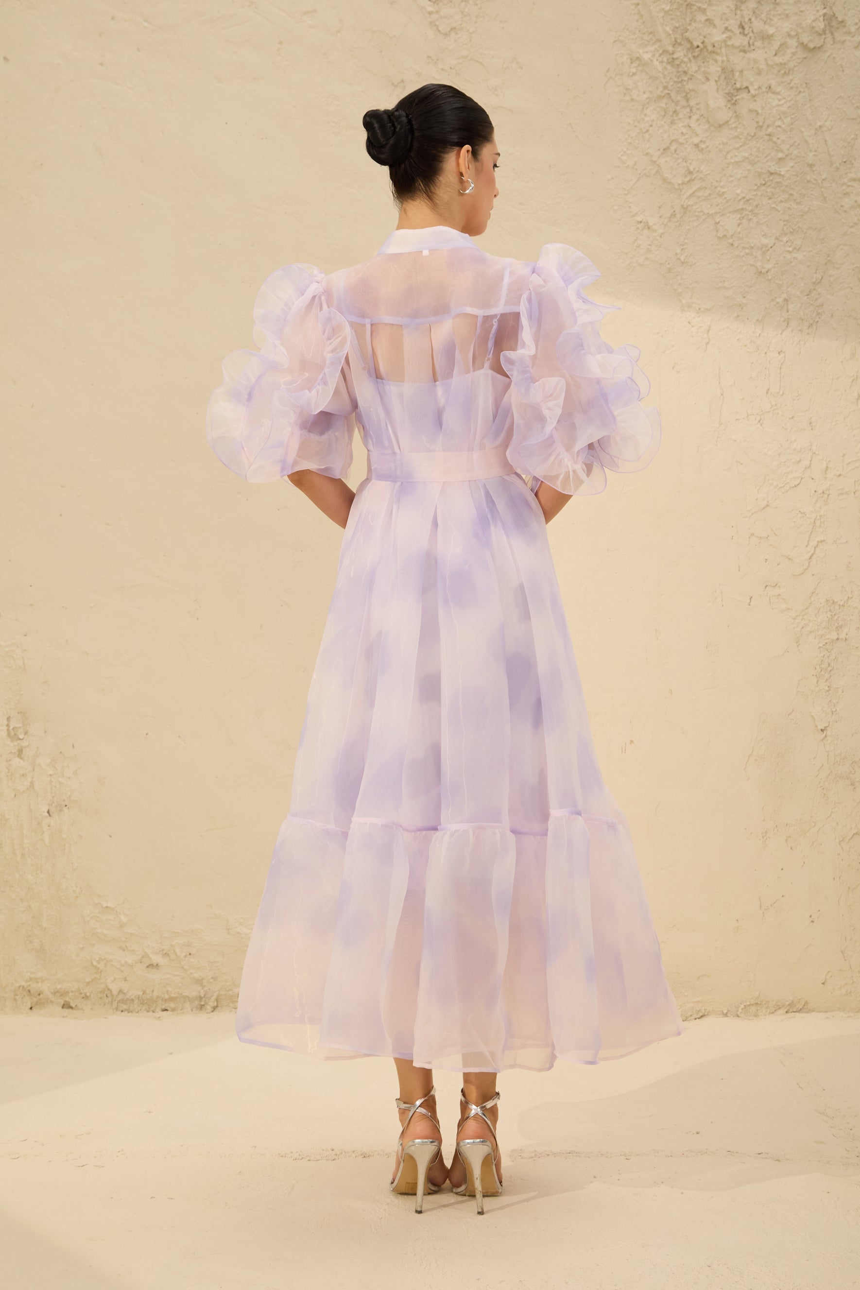 Dream Kiss Purple Puff Sleeve Ruffle Maxi Dress