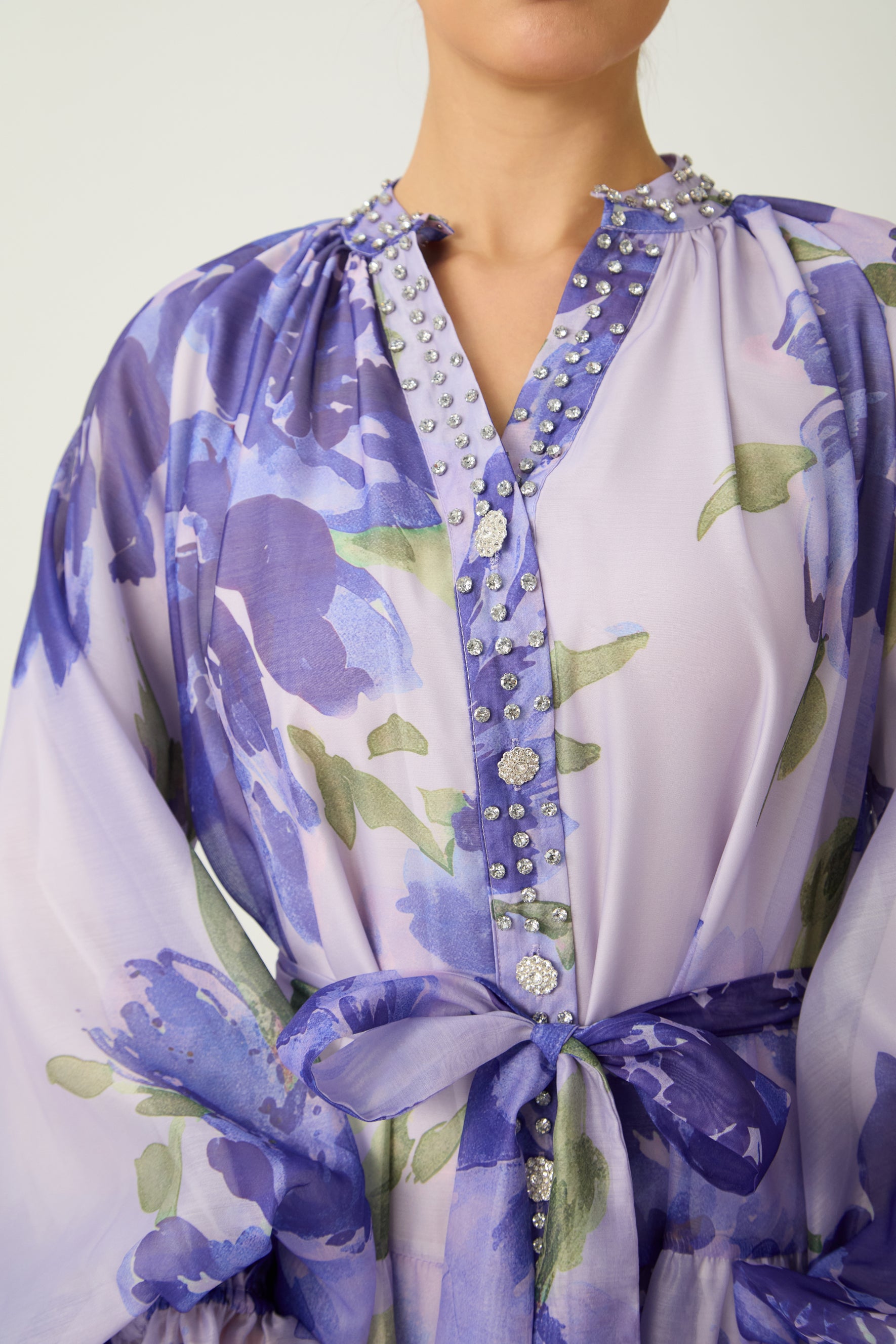 Dreaming Of Elegance Purple Floral Print Tiered Maxi Dress
