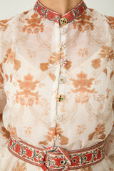 Confident Sensation Beige Balloon Sleeve Floral Print Mini Dress