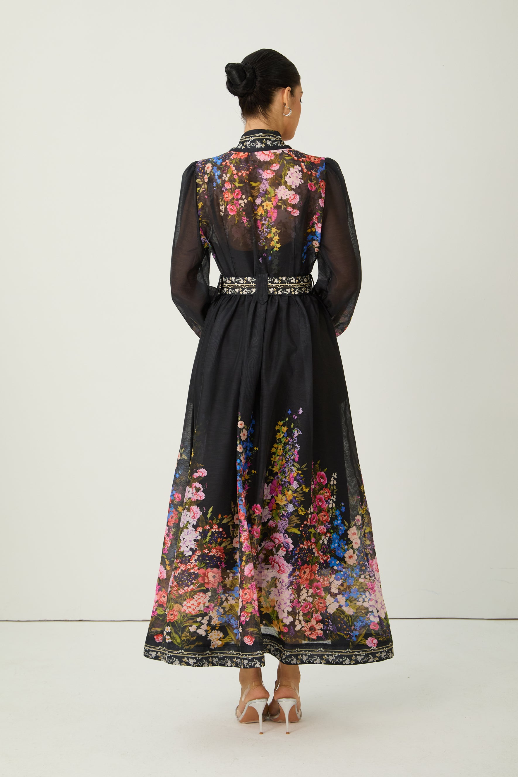 Special Moment Black Floral Print Long Sleeve Maxi Dress