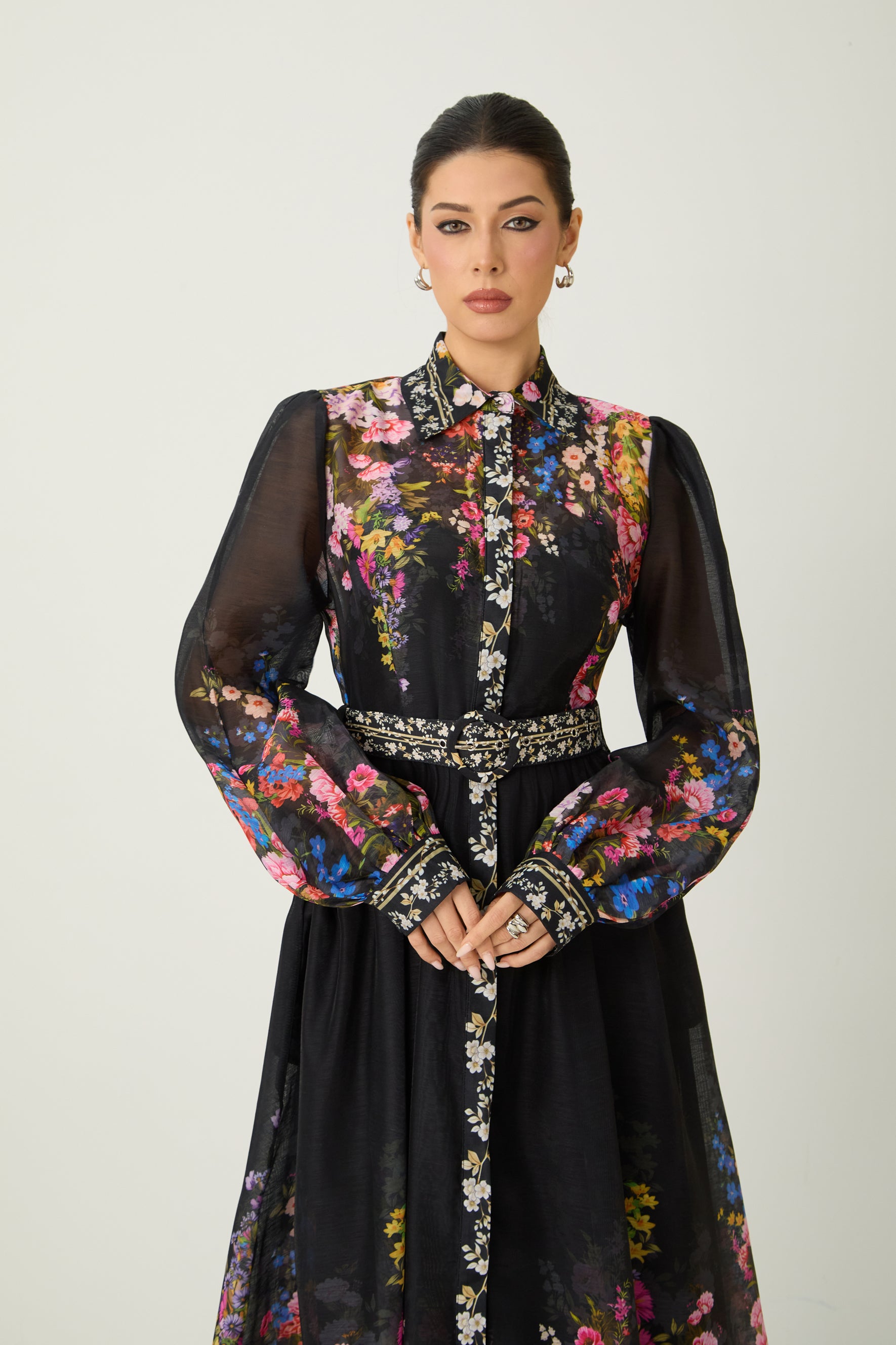 Special Moment Black Floral Print Long Sleeve Maxi Dress