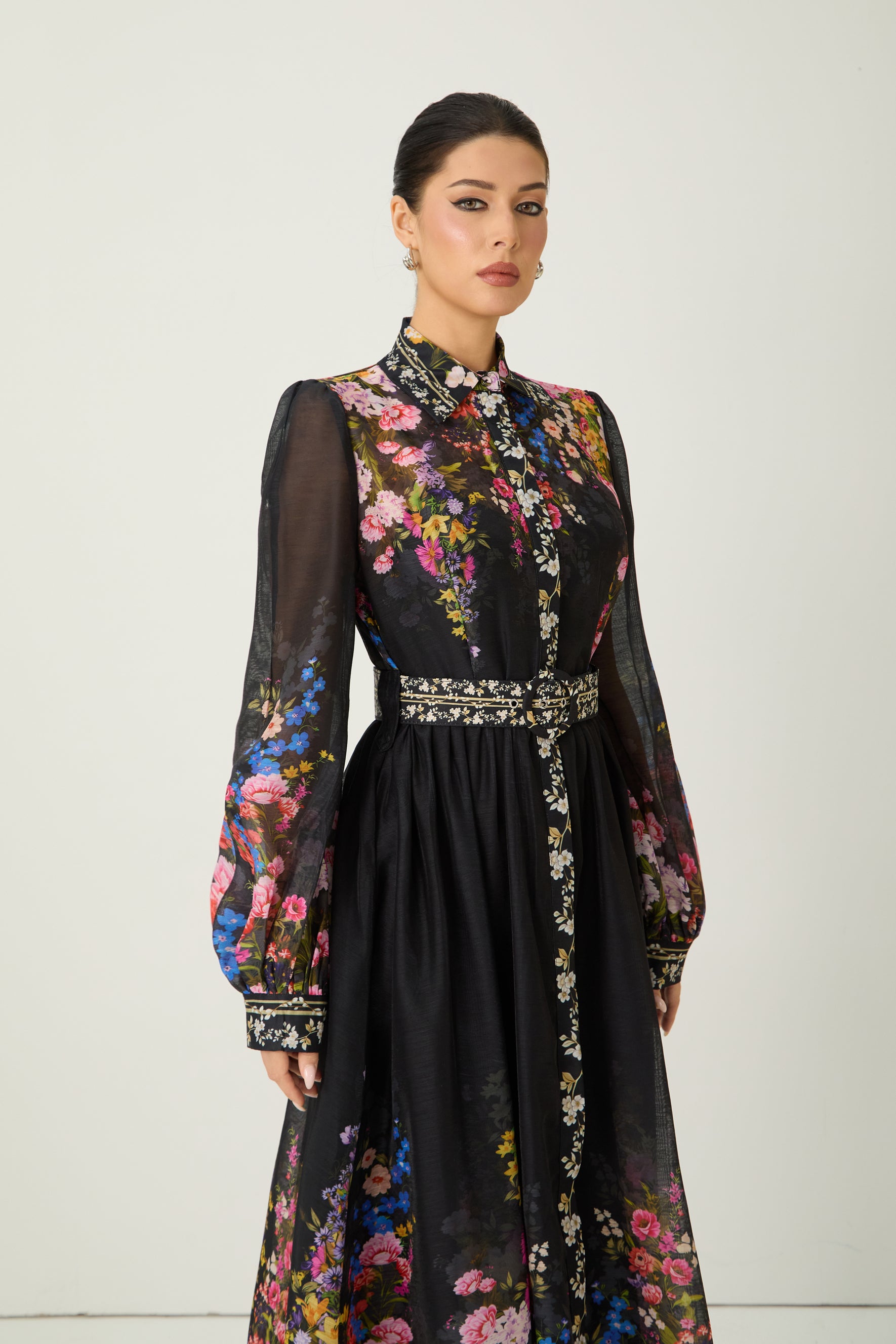 Special Moment Black Floral Print Long Sleeve Maxi Dress