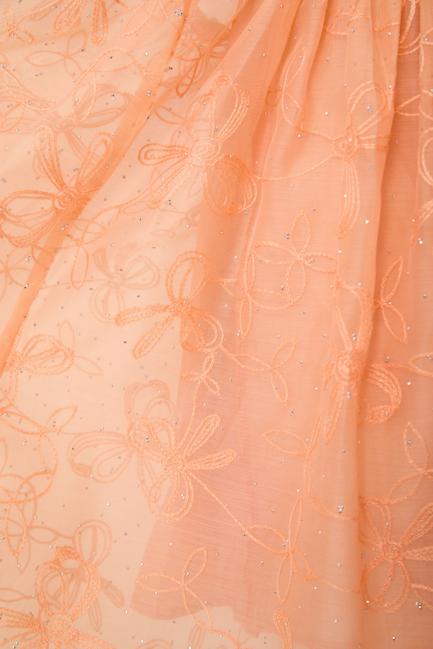 Devoted to Fun Orange Embroidered Short Puff Sleeve Midi Dress