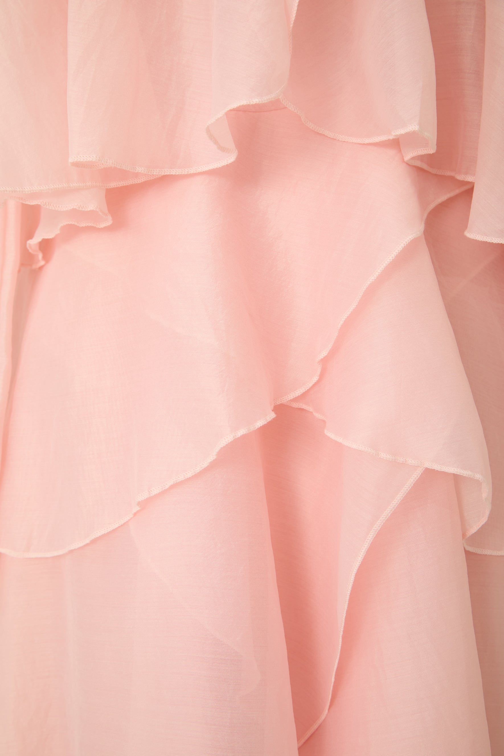 Irresistible Feelings Pink Tiered Ruffle Bow Shoulder Maxi Dress