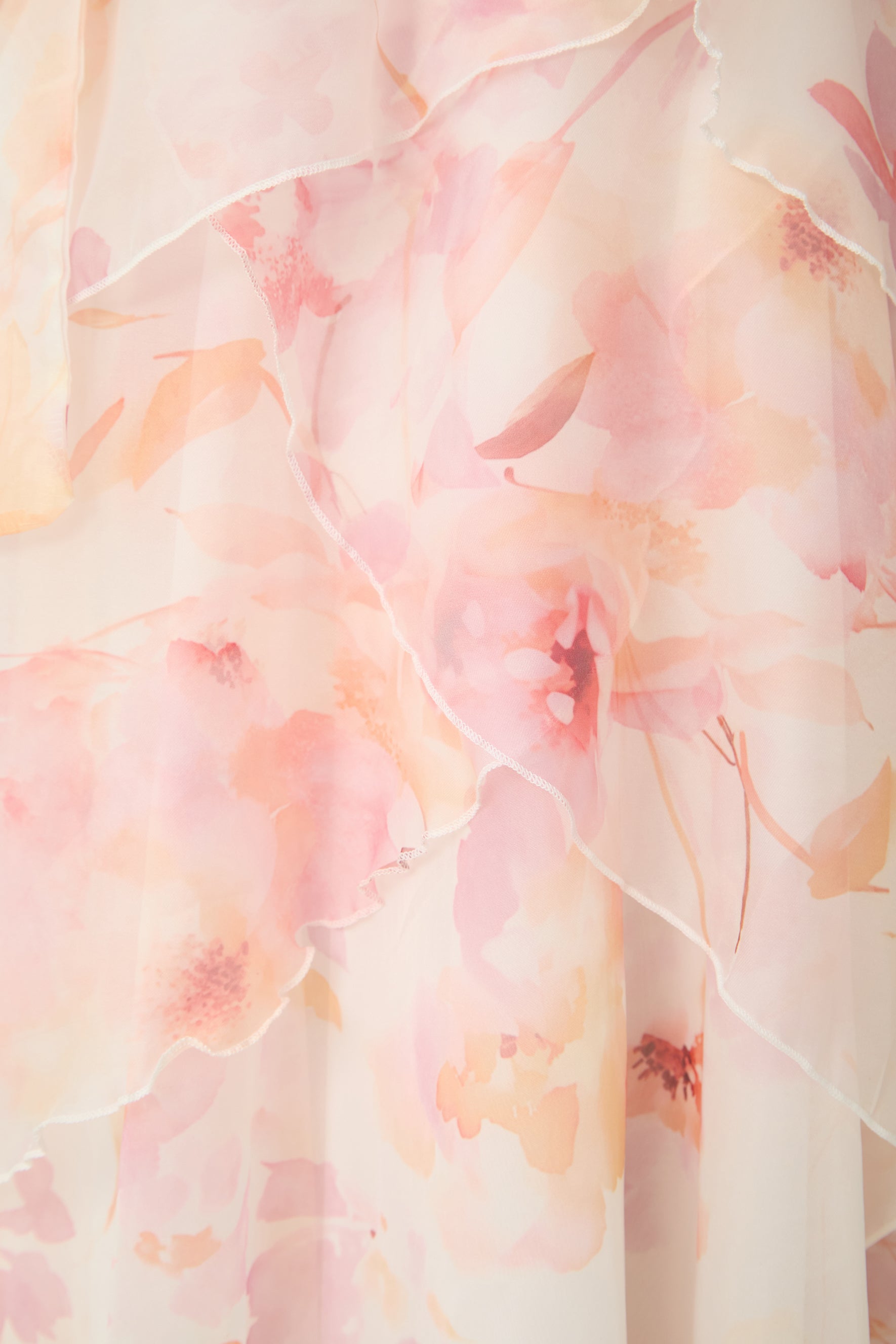 Glamorous Sweetie Pink Floral Print Tiered Ruffle Bow Strap Maxi Dress
