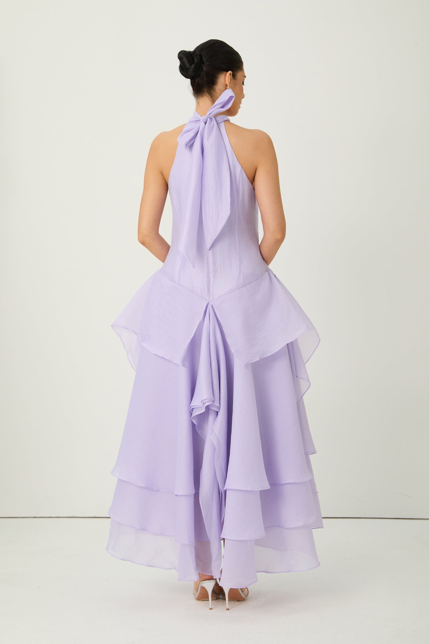 Always Turning Heads Purple Halter Neck Tiered Ruffle Maxi Dress
