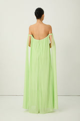 Your Only Darling Green Floral Applique Off Shoulder Maxi Dress