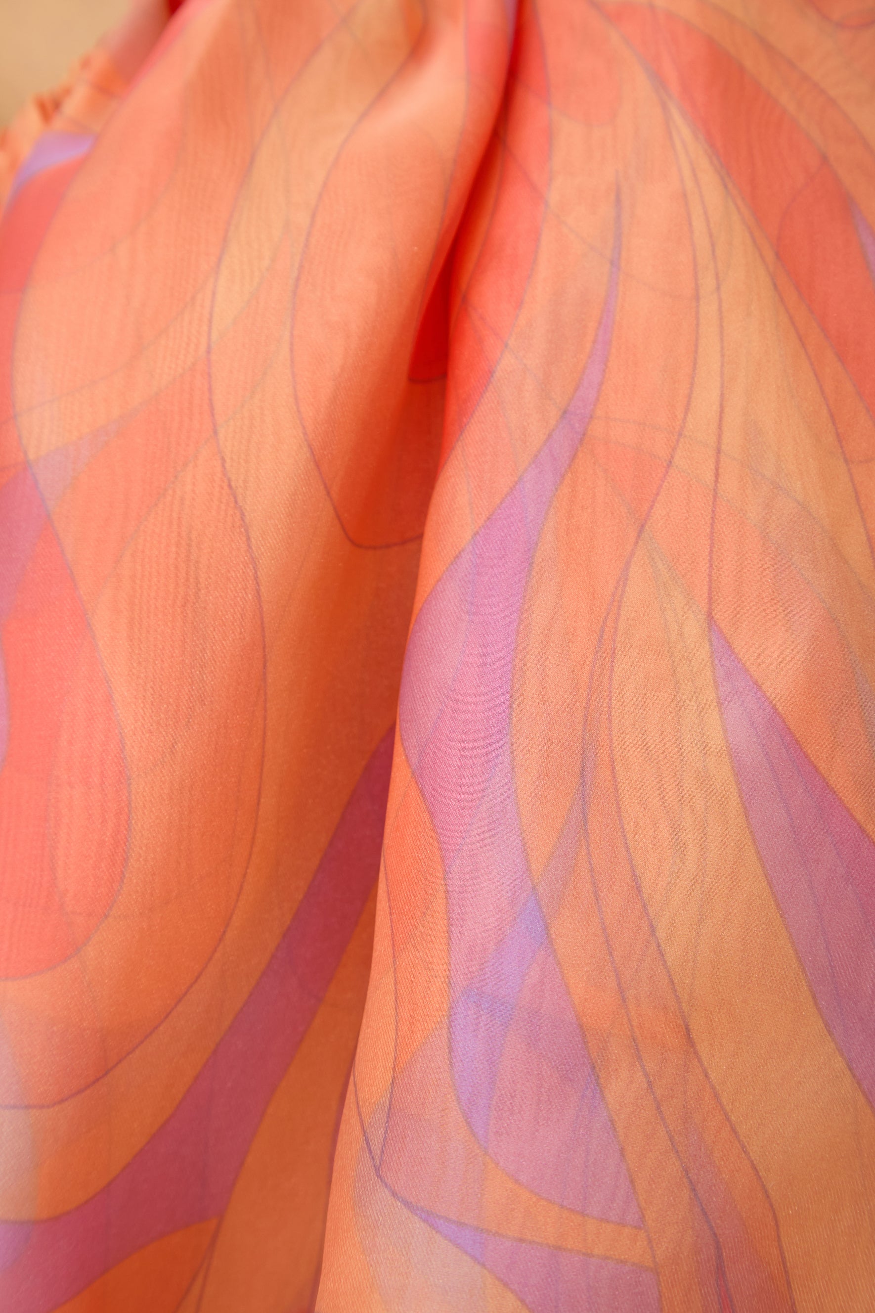 Sweet Sophistication Coral Abstract Print Halter Maxi Dress