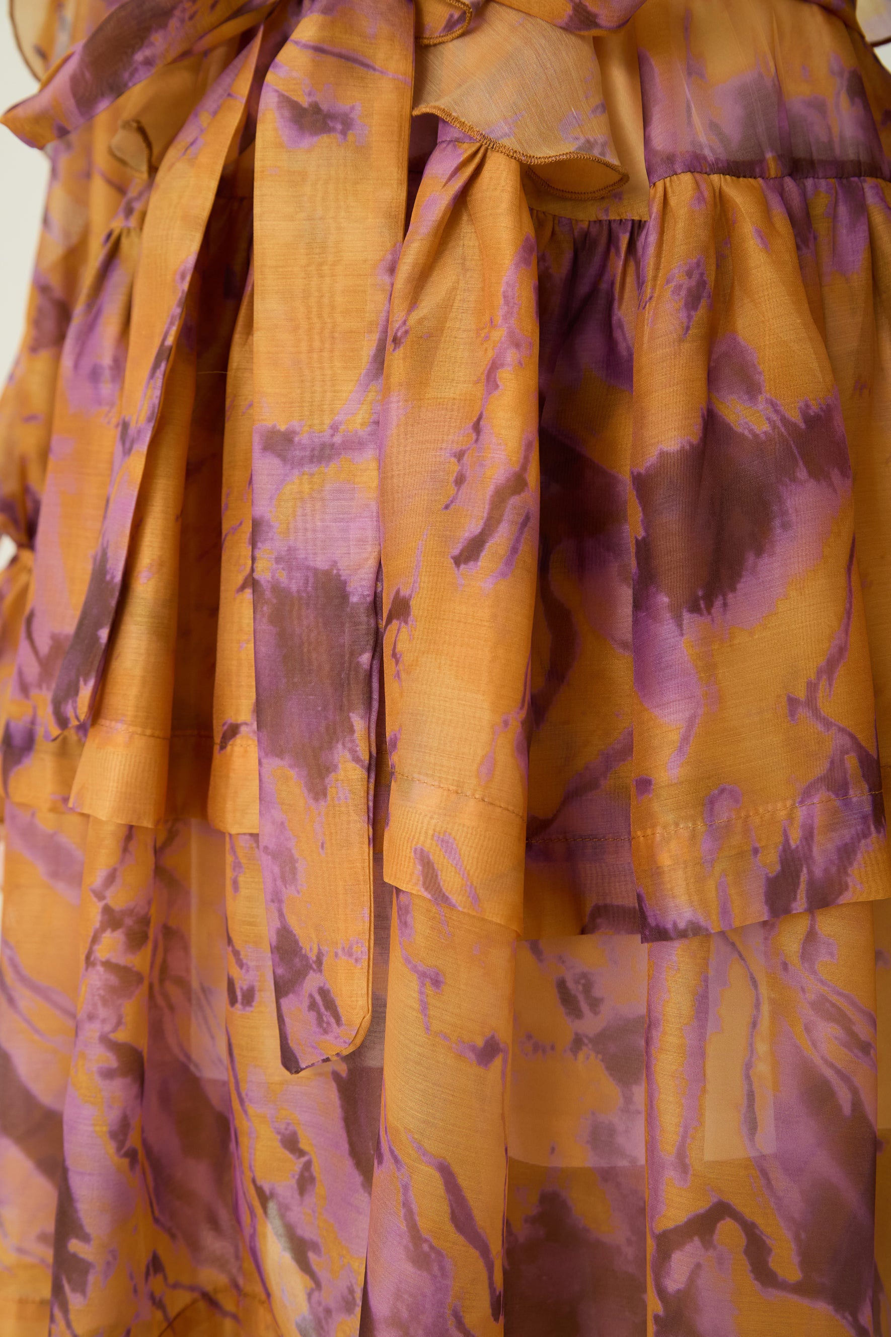 Want The Best Orange Abstract Print Ruffle Shoulder Mini Dress