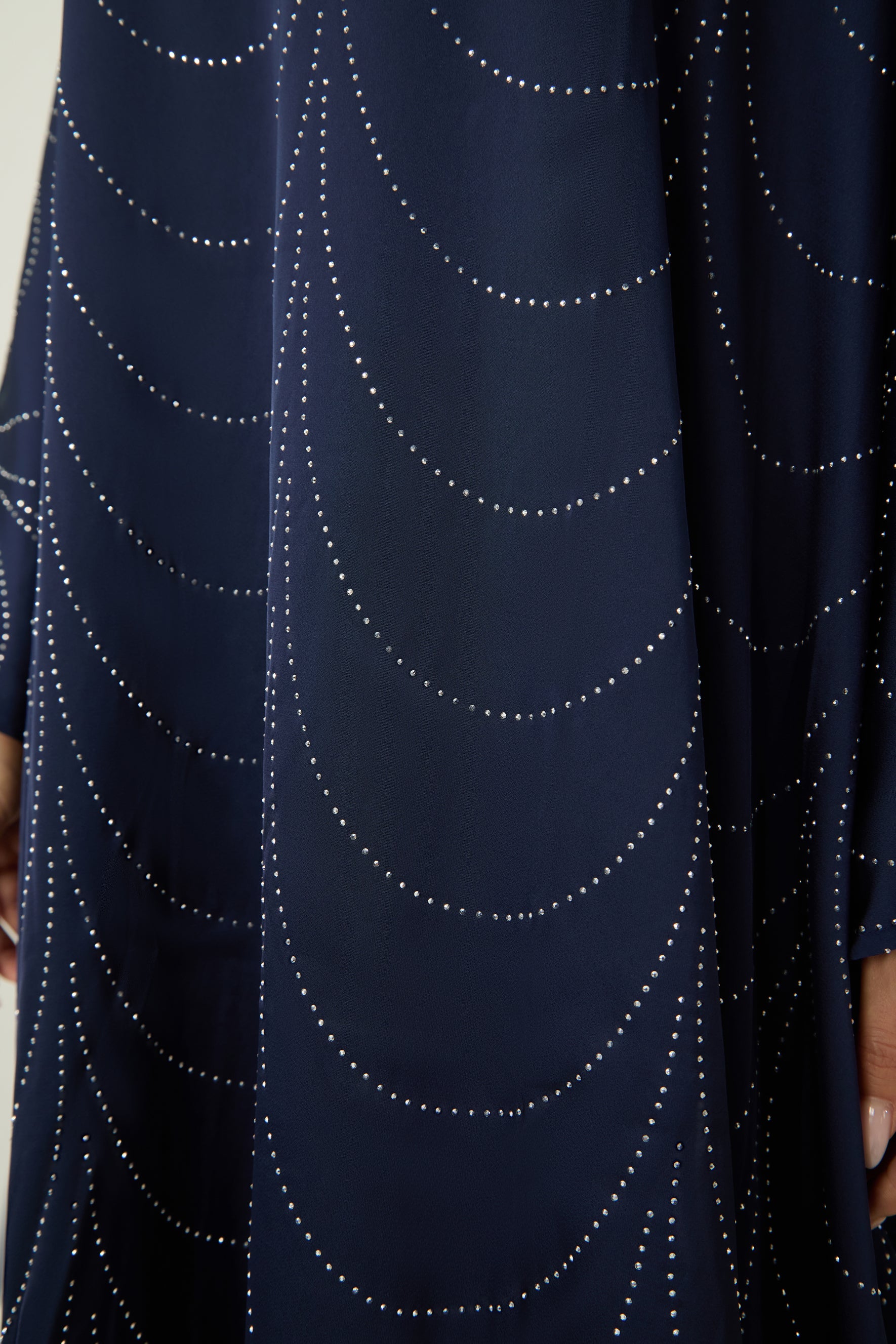 Signature Elegance Blue Rhinestone Embellished Draped Maxi Kaftan