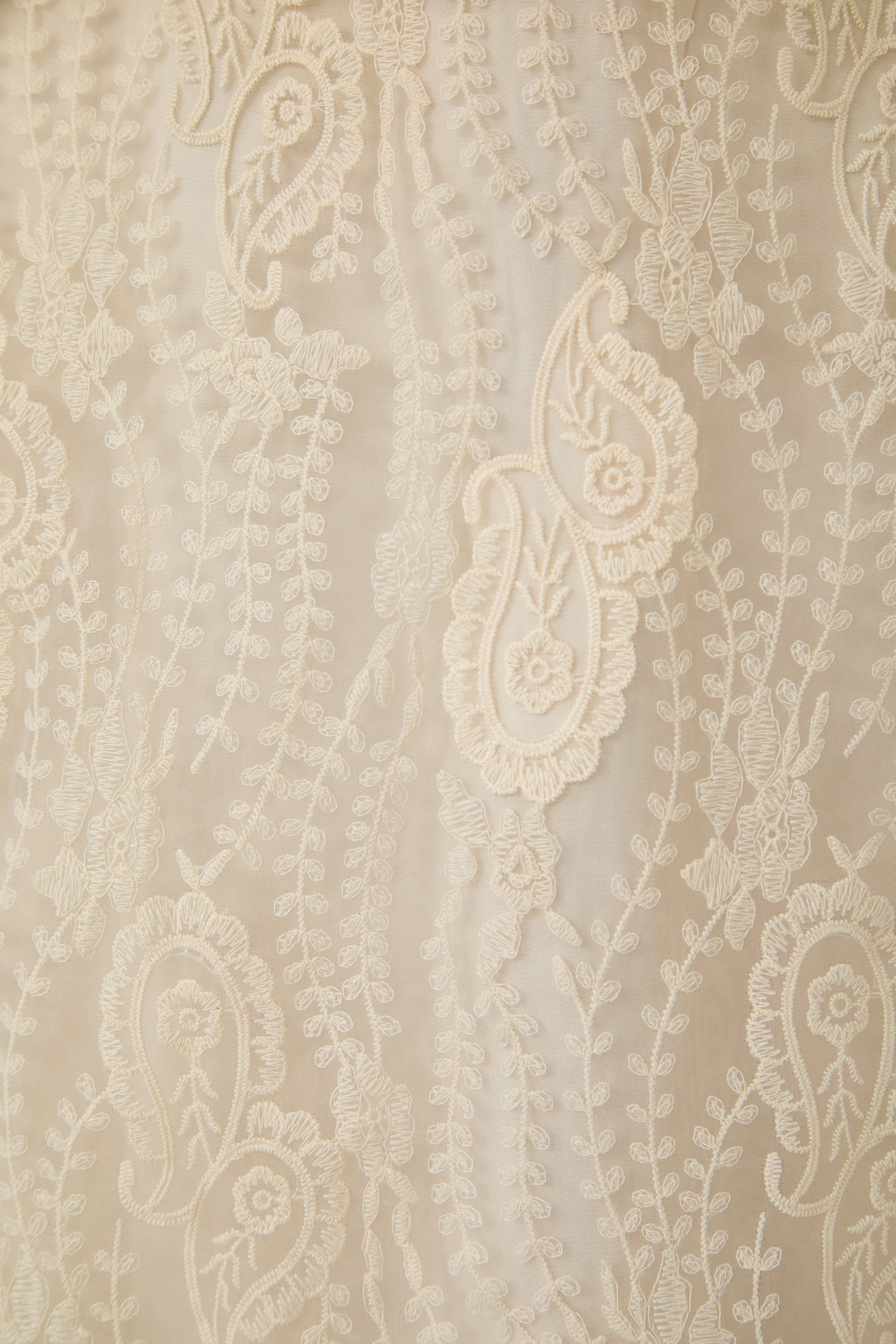 All My Adoration Beige Embroidered Lace Sheer Sleeve Top & Skirt Set