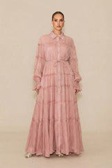 Exceptional Moments Pink Pleated Maxi Dress