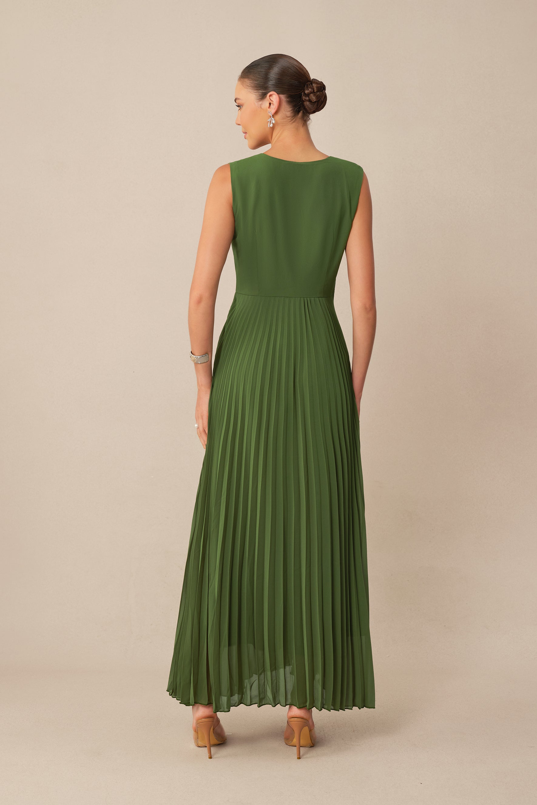 In My Element Green Sequin Floral Crop Jacket & Pleated Dress Set
